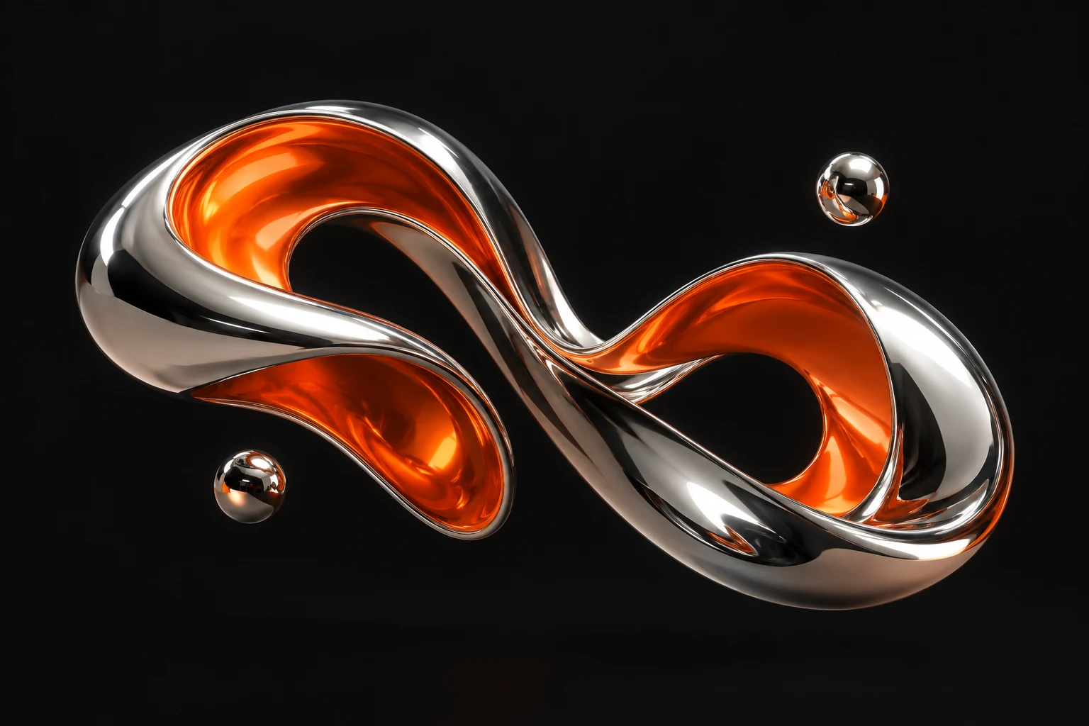 Identité créative SNIDI DIGITAL : sculpture chromée aux reflets orange et violets
